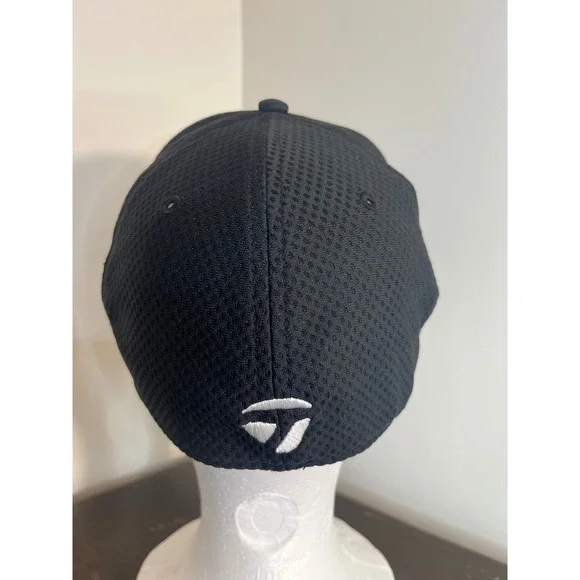 TaylorMade Black Golf Cap Hat Flex Fit Embroidered Logo Men's L XL - Picture 5 of 7